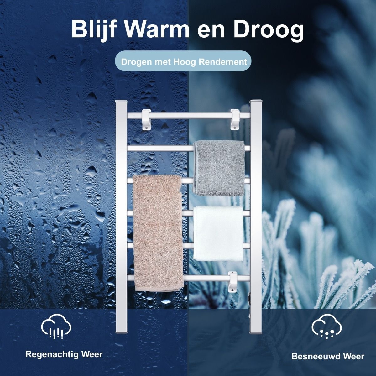 0661706102858 - Costway - Handtuchheizkoerper elektrischer Handtuchwaermer 2 in 1 Handtuchhalter mit 6 Stangen Aluminiumrahmen Handtuchtrockner Badheizkoerper