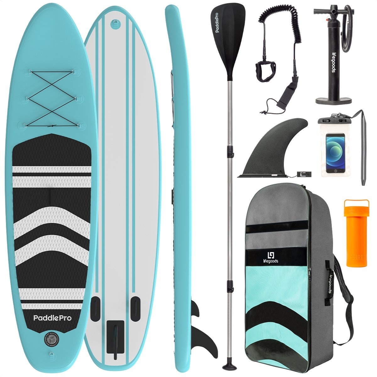 B2/Schwarz  günstig Kaufen-LifeGoods SUP Board - Aufblasbares Paddle Board - Komplettset - Max. 135KG - 320x81cm - Mintgrün/Schwarz. LifeGoods SUP Board - Aufblasbares Paddle Board - Komplettset - Max. 135KG - 320x81cm - Mintgrün/Schwarz <![CDATA[Mit dem LifeGoods SUP Boa