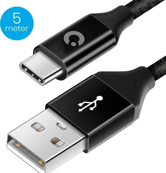 DAS DA günstig Kaufen-Auronic USB-C Kabel - 5M - 2.4A - USB C zu USB-A - Geflochtenes Nylon - Schwarz. Auronic USB-C Kabel - 5M - 2.4A - USB C zu USB-A - Geflochtenes Nylon - Schwarz <![CDATA[Das Auronic USB-C Daten- und Ladekabel ist mit modernster Technologie ausgestattet un