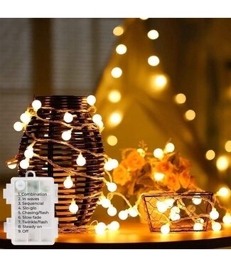 Homèlle Homèlle Light String - Weihnachtsbeleuchtung für draußen und drinnen - Warm-weiß - 6 Meter - 50 LEDs