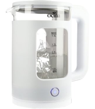 Ocina Ocina Elektrischer Wasserkocher - 1,5 Liter - 1500W - LED - Glas - Weiß