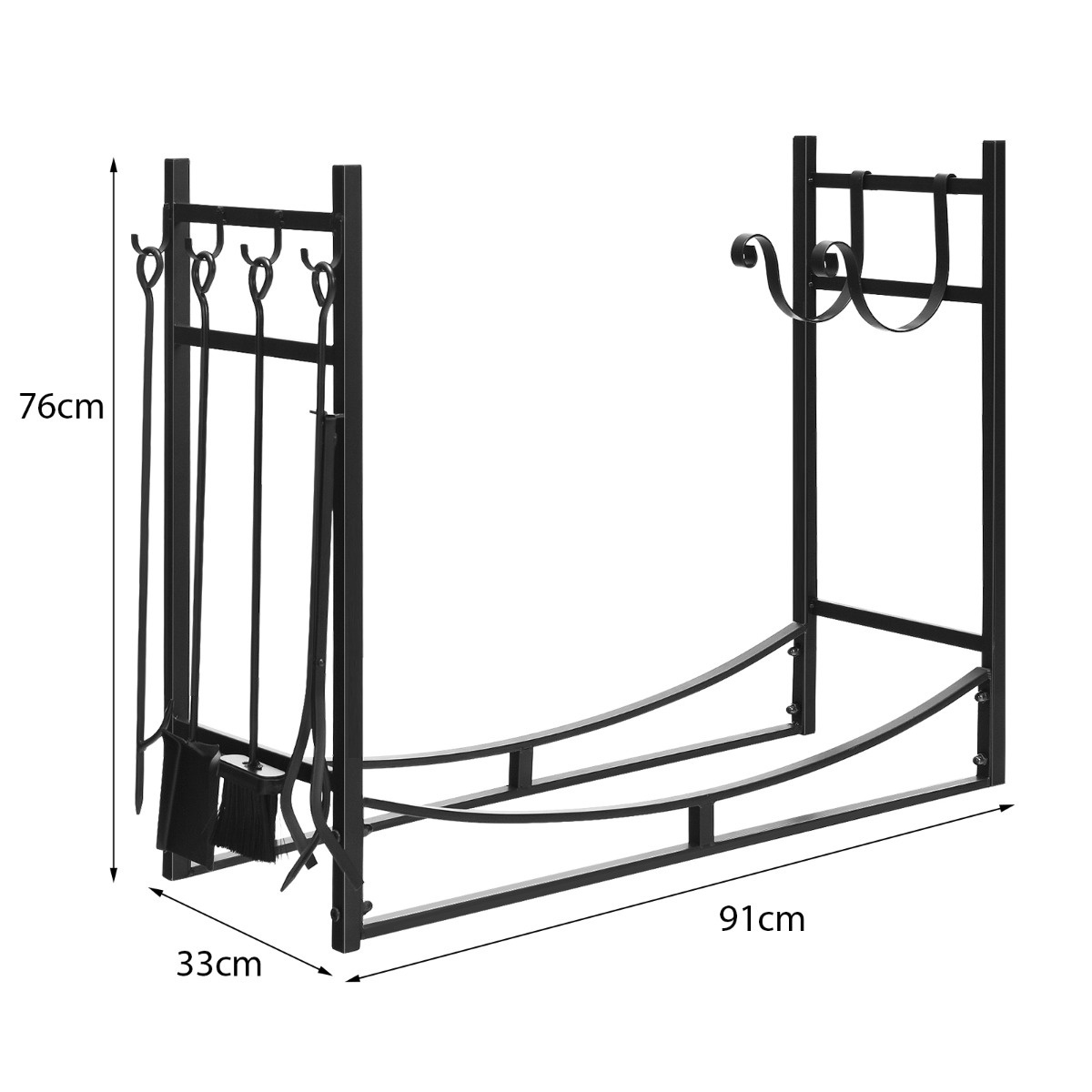 0783501231929 - Costway Robustes Kaminholzregal & Werkzeugset mit Absage Holzbesitzer & Schaufel 91x33x76cm schwarz 0783501231929 - Costway Robustes Kaminholzregal & Werkzeugset mit Absage Holzbesitzer & Schaufel 91x33x76cm schwarz
