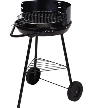 BBQ Holzkohlegrill rund - Halb offen - Mobil - 41,5x70x41,5cm - Schwarz