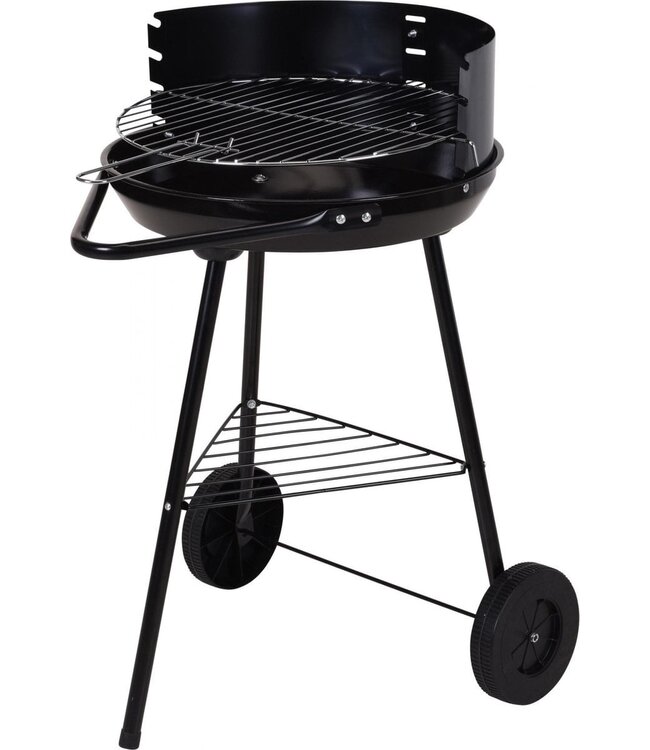 Holzkohlegrill rund - Halb offen - Mobil - 41,5x70x41,5cm - Schwarz