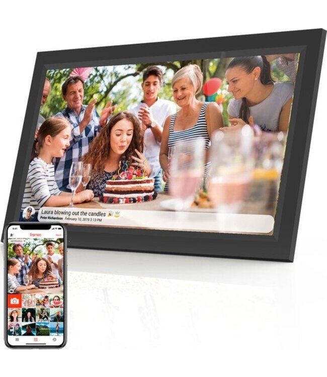Denver Digitaler Fotorahmen 15,6-Zoll - XL - FULL HD - Frameo App - Fotorahmen - WiFi - IPS-Touchscreen - 16GB - PFF1503B