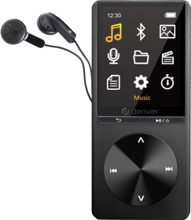 Denver MP3 / MP4 Player - Bluetooth - USB - Shuffle - bis zu 128GB - inkl. Ohrhörer - Sprachaufzeichnung - Dicataphone - MP1820 - Schwarz