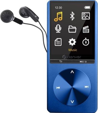 Denver Denver MP3 / MP4 Player - Bluetooth - USB - Shuffle - bis zu 128GB - inkl. Ohrhörer - Sprachaufzeichnung - Dicataphone - MP1820 - Blau