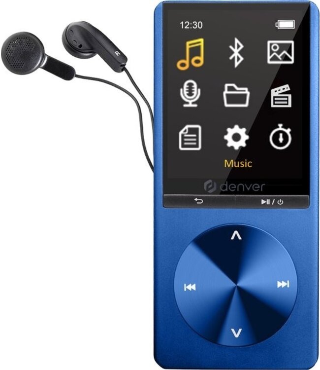 Denver MP3 / MP4 Player - Bluetooth - USB - Shuffle - bis zu 128GB - inkl. Ohrhörer - Sprachaufzeichnung - Dicataphone - MP1820 - Blau