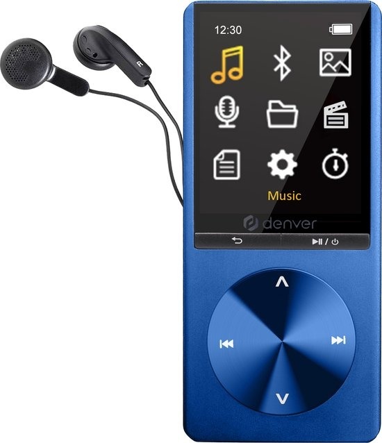 zu MP3  günstig Kaufen-Denver MP3 / MP4 Player - Bluetooth - USB - Shuffle - bis zu 128GB - inkl. Ohrhörer - Sprachaufzeichnung - Dicataphone - MP1820 - Blau. Denver MP3 / MP4 Player - Bluetooth - USB - Shuffle - bis zu 128GB - inkl. Ohrhörer - Sprachaufzeichnung - Di