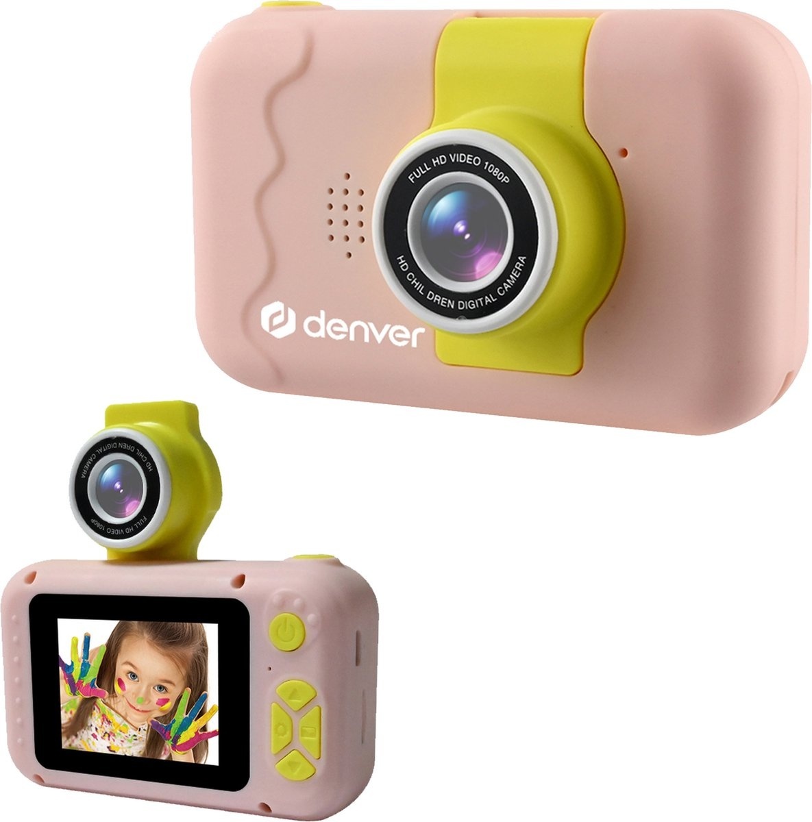 Full HD  günstig Kaufen-Denver Kinderkamera - 2 in 1 Kamera - Flip-Objektiv für Selfies - 40MP - FULL HD - Spielzeugkamera - KCA1350 - Pink. Denver Kinderkamera - 2 in 1 Kamera - Flip-Objektiv für Selfies - 40MP - FULL HD - Spielzeugkamera - KCA1350 - Pink <![CDATA[Fot