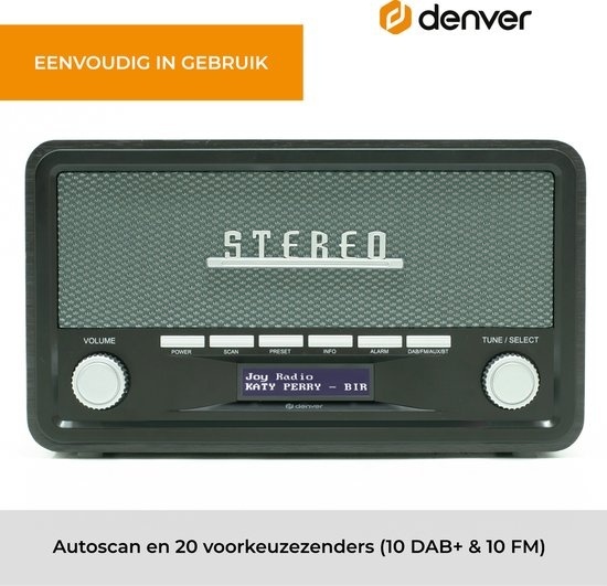 5706751054792 - DAB Radio - Modell 2023 - Retro-Radio - Bluetooth - DAB+  FM - dimmbar - Batterien & Netz - DAB18 - Dunkelgrau