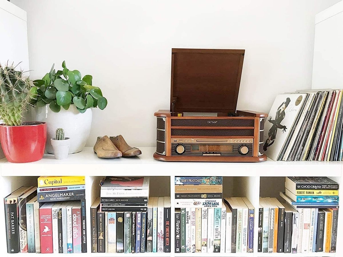 5706751030567 - Retro-Schallplattenspieler mit eingebauten Lautsprechern und Verstärker - Radio-CD-Player - MCR50 -Holz