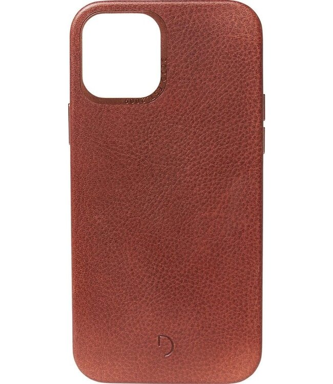 DECODED Leather Back Cover - iPhone 12 Pro Max - Hochwertiges europäisches Leder - Hülle mit Metallknöpfen - Apple's Magnetic Technology - Braun