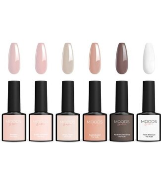 Moods Gellac Moods Gellac 6-teiliges Set - Gel-Nagellack - 8ML - The Nude Edition - Gellac - Nägel - Gel Polish Starter Pack - Nude Farben