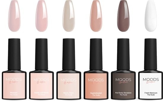 Nagellack Nude günstig Kaufen-Moods Gellac 6-teiliges Set - Gel-Nagellack - 8ML - The Nude Edition - Gellac - Nägel - Gel Polish Starter Pack - Nude Farben. Moods Gellac 6-teiliges Set - Gel-Nagellack - 8ML - The Nude Edition - Gellac - Nägel - Gel Polish Starter Pack - Nude