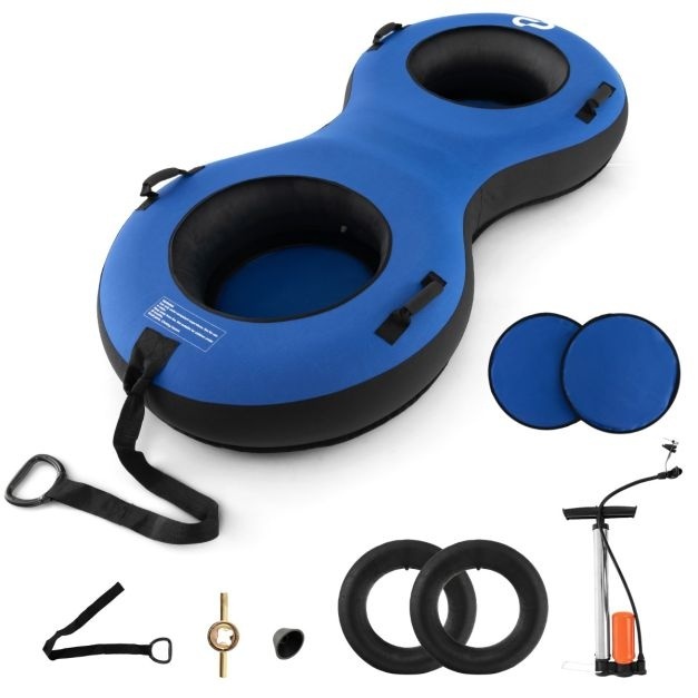 0033616041471 - 2-Sitzer-Schneeschlitten - 200 cm - Mit Kordelzug - Blau