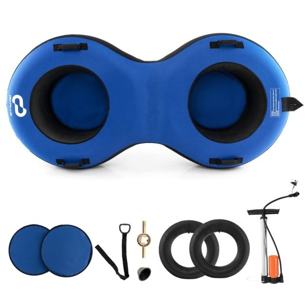 0033616041471 - 2-Sitzer-Schneeschlitten - 200 cm - Mit Kordelzug - Blau