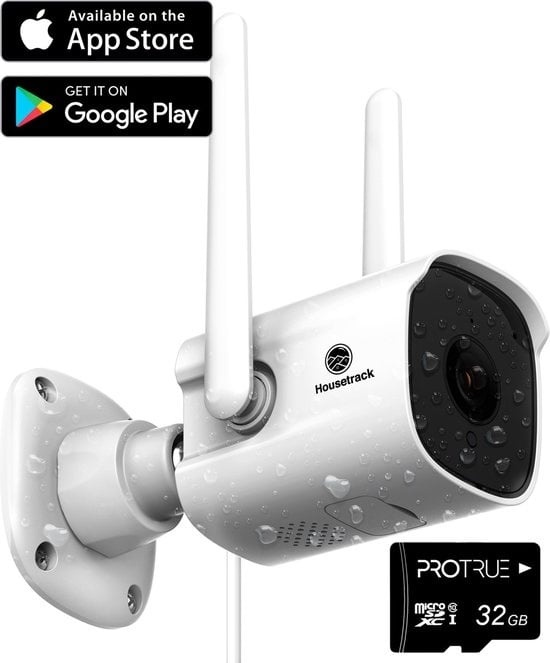 Housetrack 1080P Überwachungskamera mit App - Innen & Außen - Smart Home Sicherheit - Sicherheitskamera - IP Kamera Wifi