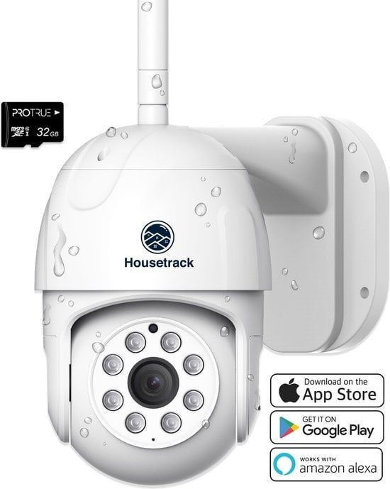 Wifi  günstig Kaufen-Housetrack 1080P Überwachungskamera mit App - Innen & Außen - Smart Home Sicherheit - Sicherheitskamera - IP Kamera Wifi - Kamera Sicherheit. Housetrack 1080P Überwachungskamera mit App - Innen & Außen - Smart Home Sicherheit -