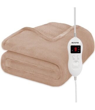 Auronic Auronic Electric Blanket - Wärmedecke - 9 Wärmestufen - 1 Person - 160x120cm - Hellbraun