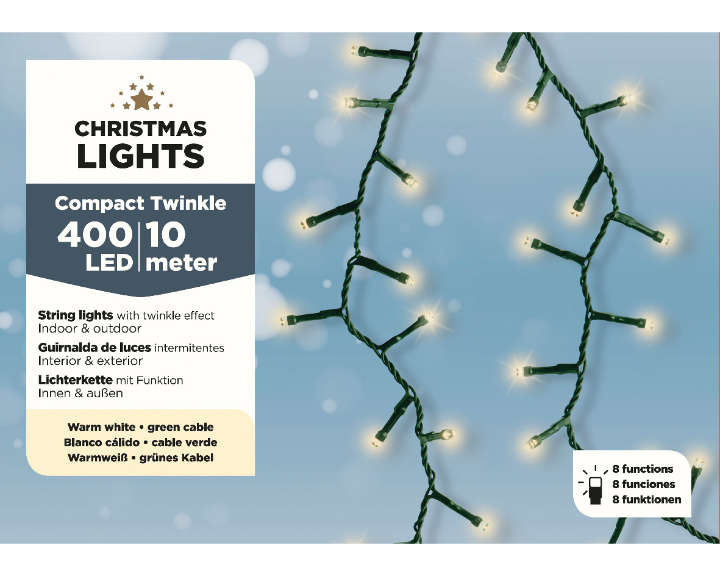 Zuleitung mit günstig Kaufen-Weihnachtslichter Weihnachtslichter - 10M - 400 LED. Weihnachtslichter Weihnachtslichter - 10M - 400 LED <![CDATA[LED-Lichtstränge mit Glitzereffekt. 8 verschiedene Funktionen. Grünes Kabel mit warm-weißen LEDs, mit 8-Stunden-Timer-Funktion. Zuleitung: