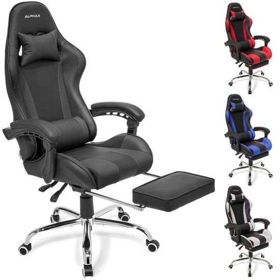 LED DC günstig Kaufen-LifeGoods AlphaX Game Chair - Bürostuhl mit Fußstütze - verstellbar - Kunstleder - Schwarz. LifeGoods AlphaX Game Chair - Bürostuhl mit Fußstütze - verstellbar - Kunstleder - Schwarz <![CDATA[Sind Sie ein Hardcore-Gamer? Erle