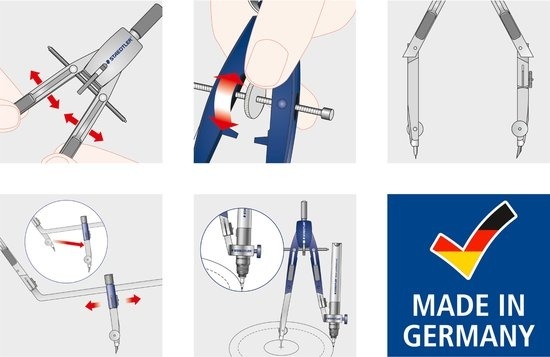 4007817552001 - STAEDTLER Schnellverstellzirkel Mars Comfort 552 01 mit Drucktastenmechanik Mitteltriebsspindel Bleischenkel (552 01)