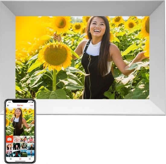 Denver Digitaler Fotorahmen 10,1-Zoll - FULL HD - Frameo App - Fotorahmen - WiFi - 16GB - IPS-Touchscreen - PFF1064W