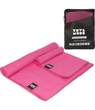 TRVLMORE TRVLMORE Mikrofaser-Reisehandtuch-Set - 2 Stück - Klein (40 x 80 cm) & Groß (76 x 150 cm) - Mikrofaser - Pink