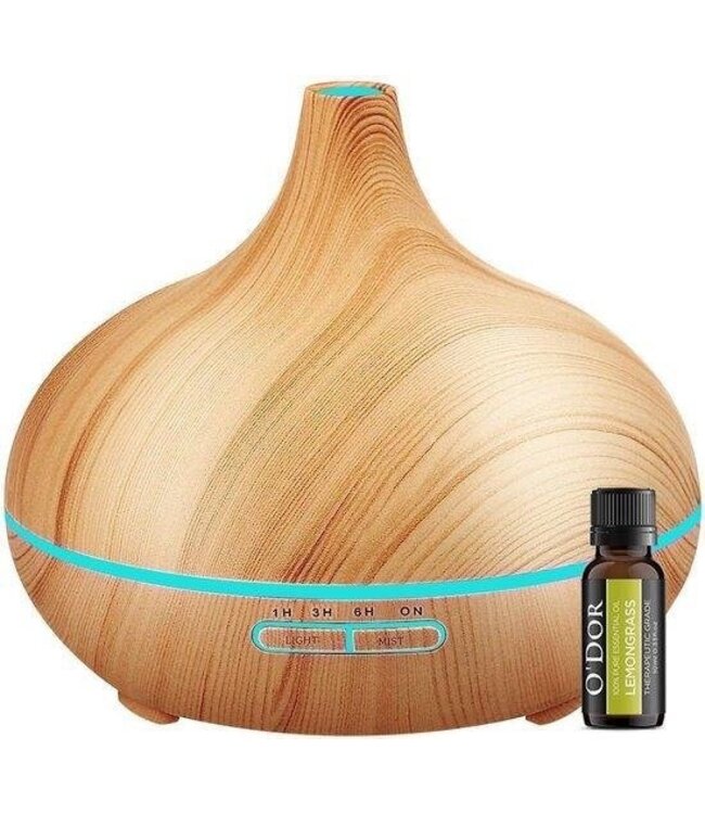 LifeGoods Aroma Diffusor 300ML für Aromatherapie - Holzmaserung Holz Design