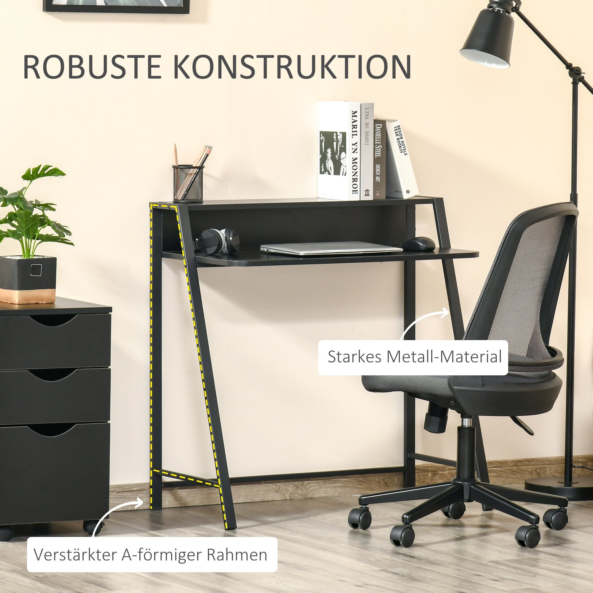 4251774924894 - Schreibtisch in Walnuss-Optik 84 x 45 x 85 cm (LxBxH) Computertisch Bürotisch Arbeitstisch PC Tisch