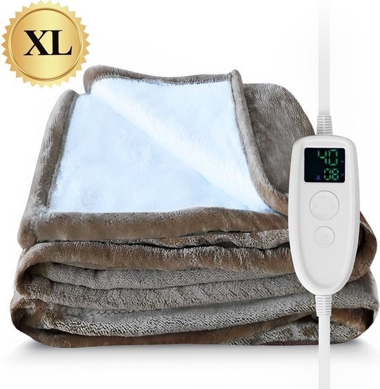 Schal Deluxe günstig Kaufen-MiRi Electric Blanket - ?XL? - 2 Personen - 180x130 cm - Deluxe - Decke - Samtig weich - Wärmedecke - Doppel - Braun - Energiesparend - Elektrische Decke - Automatische Abschaltung - Extra langes Kabel 3 Meter. MiRi Electric Blanket - ?XL? - 2 Person