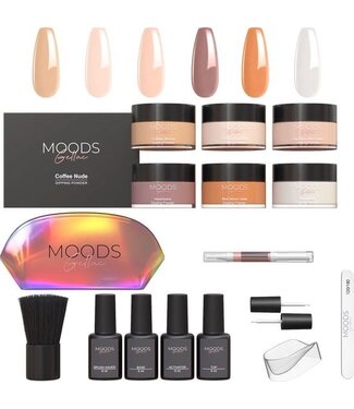 Moods Gellac Moods Gellac - Dipping Powder Starters Kit - Coffee Nude - 6 Farben - Acryl Nägel Starter Pack - Dipping Nails