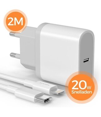 Wurk Wurk - Ladegerät - Geeignet für iPhone, Airpods und iPad - 20W Schnellladegerät - 2M Ladekabel