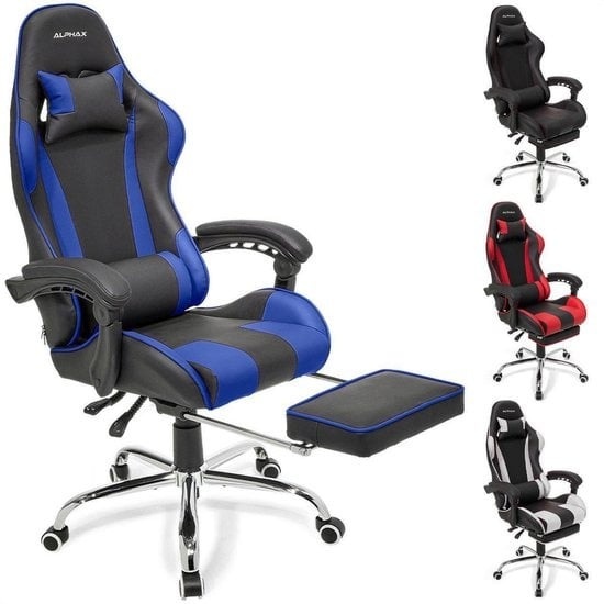 Schwarz EGO günstig Kaufen-LifeGoods AlphaX Game Chair - Bürostuhl mit Fußstütze - Verstellbar - Kunstleder - Schwarz/Blau. LifeGoods AlphaX Game Chair - Bürostuhl mit Fußstütze - Verstellbar - Kunstleder - Schwarz/Blau <![CDATA[Sind Sie ein Hardcore-G