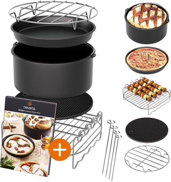 XXL 2 günstig Kaufen-Zubehörset für Heißluftfritteusen - Geeignet für Philips Airfryer XL und XXL, u.a. - Inklusive Kochbuch - Ø 20cm. Zubehörset für Heißluftfritteusen - Geeignet für Philips Airfryer XL und XXL, u.a. - Inklusive K