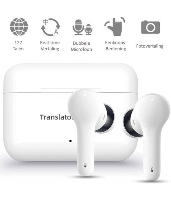 Shine Translation Computer - Sprachübersetzungsgerät - Wireless Earbuds White - EarPods mit Übersetzungsfunktion - Bluetooth 5.0 - 127 Sprachen und 97% Genauigkeit - 24 Stunden Batterie