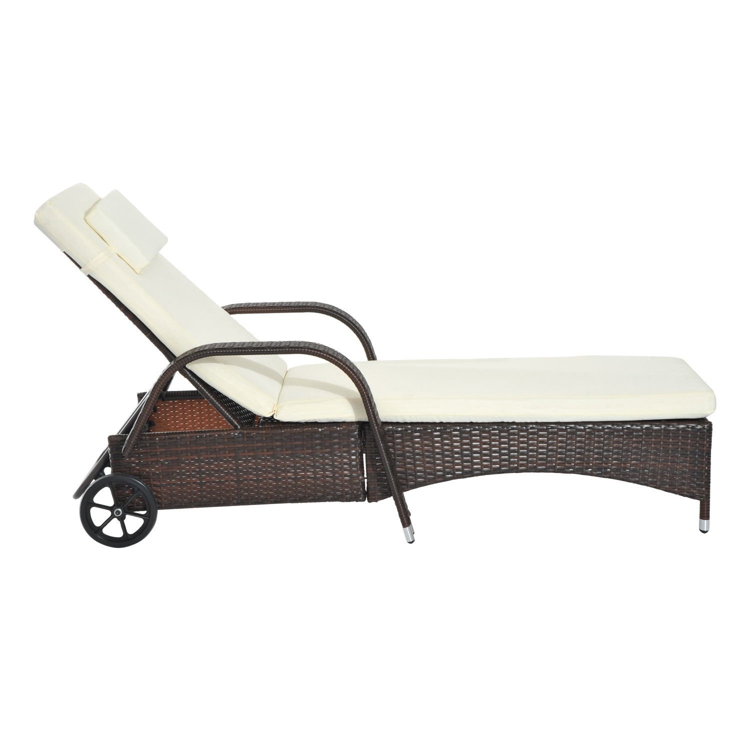 4250871239634 - Mobile Rattanliege für den Garten 200 x 73 x 56-103 cm (LxBxH) Sonnenliege Rattanliege Gartenmöbel Polyrattan 4250871239634 - Mobile Rattanliege für den Garten 200 x 73 x 56-103 cm (LxBxH) Sonnenliege Rattanliege Gartenmöbel Polyrattan