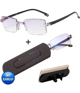 Shine Shine Anti Blue Light Computerbrille 2.00 - Multifokale Displaybrille - Lesebrille für Damen und Herren - inkl. Zubehör