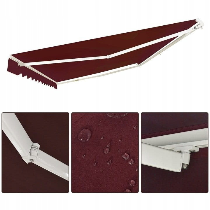 0736542229738 - Costway Ausfahrbare Markise Aluminium Terrassen Sonnenschutz mit Kurbelgriff 36 m × 3 m weinrot 0736542229738 - Costway Ausfahrbare Markise Aluminium Terrassen Sonnenschutz mit Kurbelgriff 36 m × 3 m weinrot