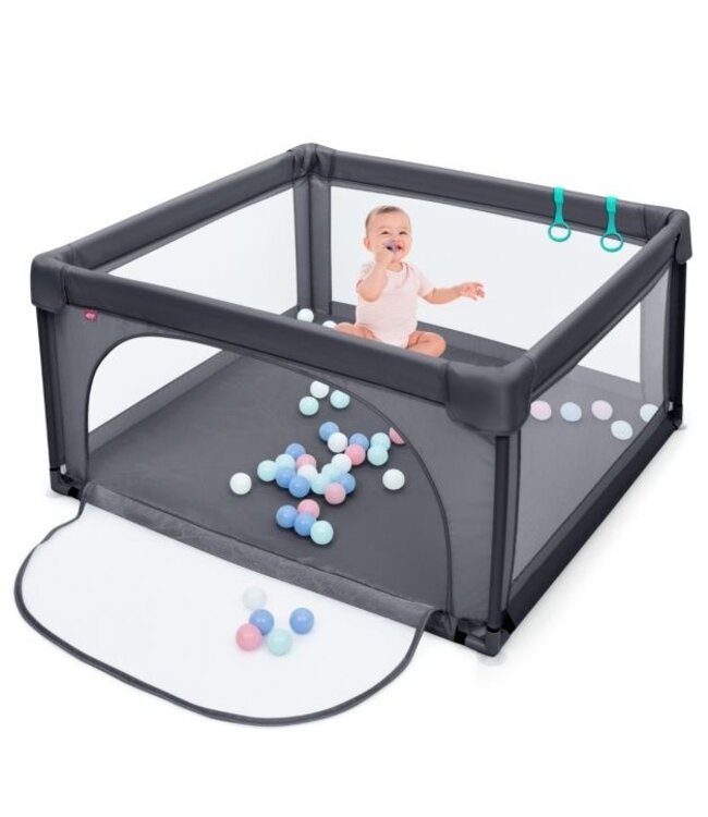 Coast Baby Laufstall Bodenbox mit 50 Spielbällen Laufstall mit atmungsaktivem Netz 120 x 120 cm Dunkelgrau