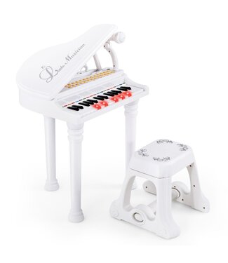 Coast Coast tragbares Spielzeugklavier mit Hocker elektronische Klaviertastatur 35 x 30 x 55 cm weiß