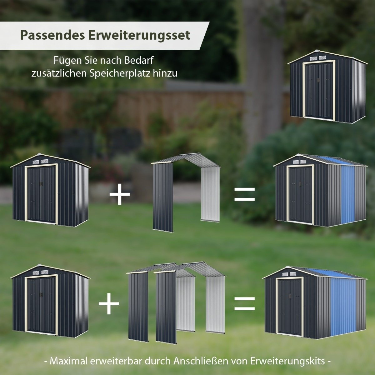 0794094564868 - -Erweiterungsset für Outdoor-Metallschalen erweitert 213 x 162 x 64 cm grau