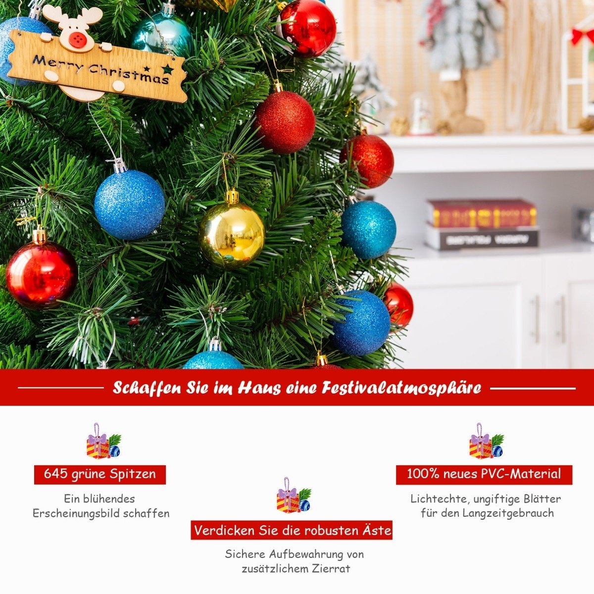 0661706104494 - 180 cm üppigen künstlichen Weihnachtsbaum mit klappbaren Metallständer feste Zeit Baum grün 0661706104494 - 180 cm üppigen künstlichen Weihnachtsbaum mit klappbaren Metallständer feste Zeit Baum grün