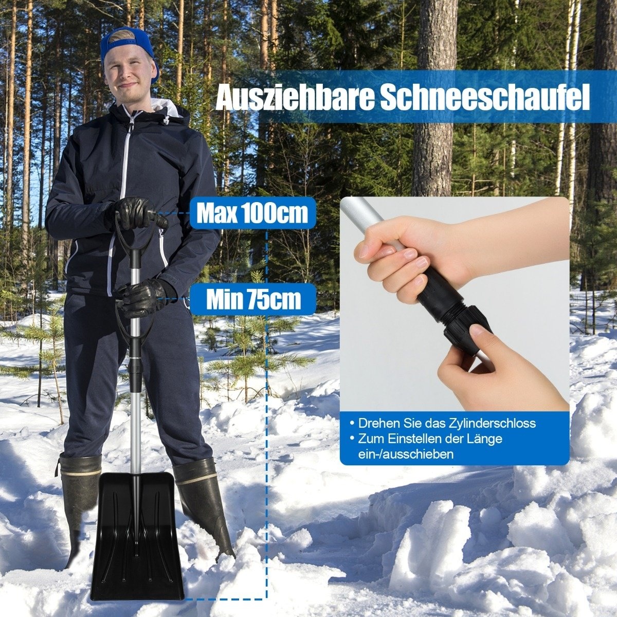 0794094541210 - Light Aluminium Schneeschaufeln mit Schneeraum Dachräume Höhenverstellbar silber+ schwarz 0794094541210 - Light Aluminium Schneeschaufeln mit Schneeraum Dachräume Höhenverstellbar silber+ schwarz