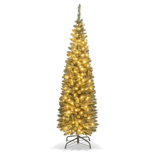 ei bleistift günstig Kaufen-Coast Künstlicher Weihnachtsbaum 150 cm Beleuchteter Weihnachtsbaum in Bleistiftform mit 296 Zweigspitzen 150 warmweißen LED-Lichtern und Metallständer. Coast Künstlicher Weihnachtsbaum 150 cm Beleuchteter Weihnachtsbaum in Bleistiftfo