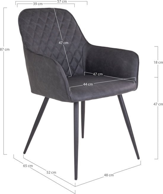 5713917006557 - Harbo Esszimmerstuhl Vegan Leder Dunkelgrau - Set von 2 5713917006557 - Harbo Esszimmerstuhl Vegan Leder Dunkelgrau - Set von 2