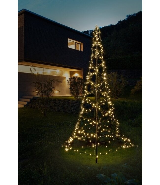 FlinQ Flagpole Weihnachtsbaum 4m Warm White - Licht Weihnachtsbaum - 640LEDS - Weihnachtsbaumbeleuchtung - Weihnachtsbeleuchtung im Freien