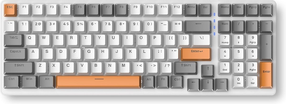 Go Gaming günstig Kaufen-Fuegobird K3 Mechanische Gaming-Tastatur - 100 Tasten - Roter Schalter - QWERTY - Mechanische Tastatur mit RGB-Hintergrundbeleuchtung - Weiß/Orange. Fuegobird K3 Mechanische Gaming-Tastatur - 100 Tasten - Roter Schalter - QWERTY - Mechanische Tastatu