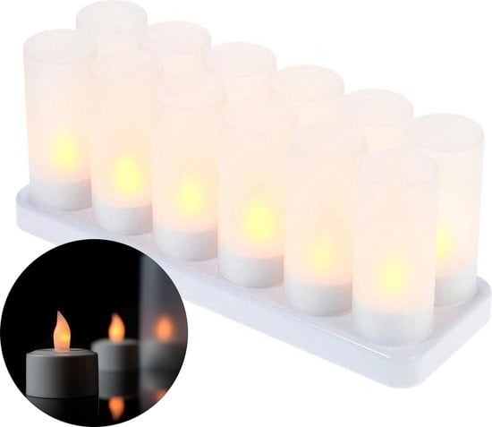LED Wiederaufladbar günstig Kaufen-LED-Kerzen + wiederaufladbare Basis - sichere Teelichter - Dekoration - 12 Stück + Tassen. LED-Kerzen + wiederaufladbare Basis - sichere Teelichter - Dekoration - 12 Stück + Tassen <![CDATA[Schaffen Sie eine angenehme oder romantische Atmosphär